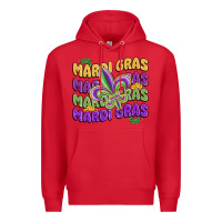Red mardi gras with fleur de lis Premium Hoodie - MaliasSmallBusiness