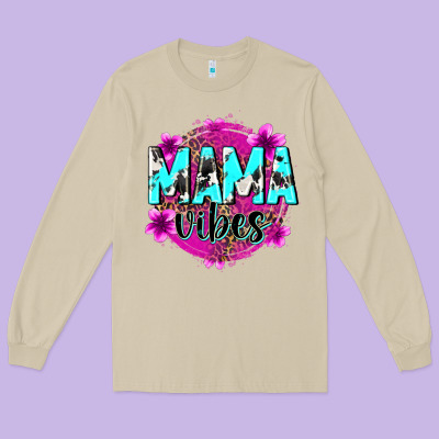 Mama Vibes Long Sleeve Tee Designed By Zillion Design Studio
