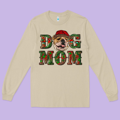 English Bulldog Mom Christmas Long Sleeve Tee Designed By Ranaportraitstore