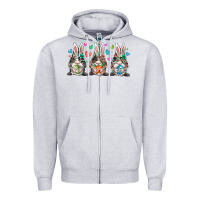 Heather Grey western bunny gnome Zipper Hoodie - RacoonDesign