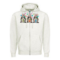 Oatmeal Heather western bunny gnome Zipper Hoodie - RacoonDesign
