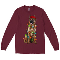 Burgundy christmas german shepherd Long Sleeve Tee - RanaPortraitStore
