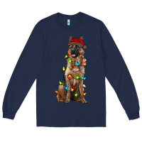 Navy christmas german shepherd Long Sleeve Tee - RanaPortraitStore