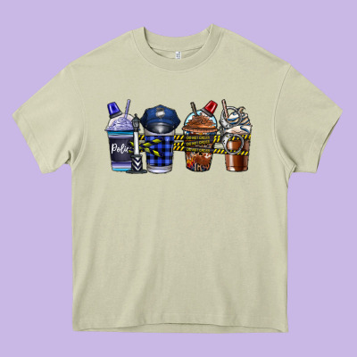 Police Coffee Heavy Core Tee Designed By Cowhidedigitalart