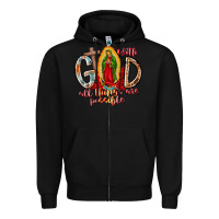 Black With God All Things Are Possible Zipper Hoodie - RacoonDesign