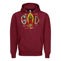 Burgundy With God All Things Are Possible Zipper Hoodie - RacoonDesign