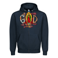 Navy With God All Things Are Possible Zipper Hoodie - RacoonDesign