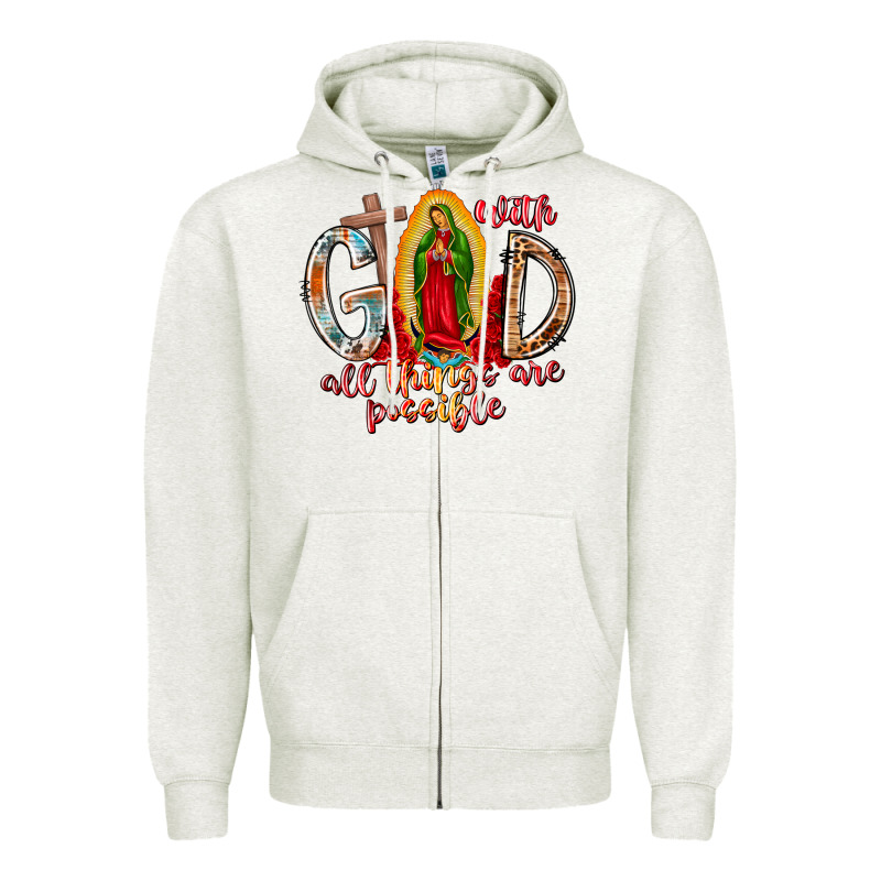 With God All Things Are Possible Zipper Hoodie by RacoonDesign | Teevron