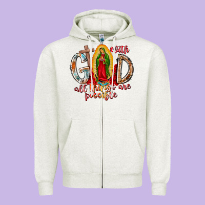 With God All Things Are Possible Zipper Hoodie Designed By Racoondesign