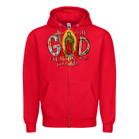 Red With God All Things Are Possible Zipper Hoodie - RacoonDesign