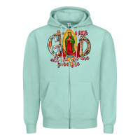 Seafoam With God All Things Are Possible Zipper Hoodie - RacoonDesign