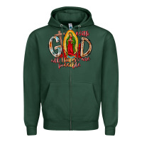 Sports Green With God All Things Are Possible Zipper Hoodie - RacoonDesign
