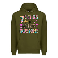 Army Green 7 years of being awesome Premium Hoodie - MaliasSmallBusiness