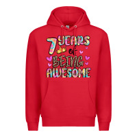 Red 7 years of being awesome Premium Hoodie - MaliasSmallBusiness