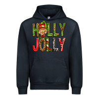 Navy Holly Jolly elf gnome Urban Hoodie - NancyCooperArtShop