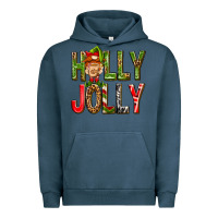 Pigment Midnight Navy Holly Jolly elf gnome Urban Hoodie - NancyCooperArtShop