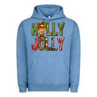 Pigment Pebble Blue Holly Jolly elf gnome Urban Hoodie - NancyCooperArtShop