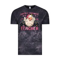 Cloud Black santa's favorite teacher Vintage Tee - MaliasSmallBusiness