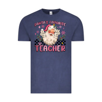 Vintage Denim santa's favorite teacher Vintage Tee - MaliasSmallBusiness