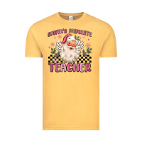 Vintage Mustard santa's favorite teacher Vintage Tee - MaliasSmallBusiness