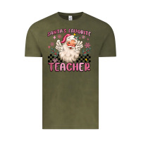 Vintage Olive santa's favorite teacher Vintage Tee - MaliasSmallBusiness