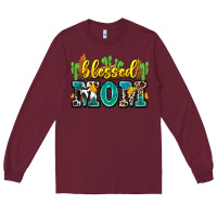 Burgundy blessed mom Long Sleeve Tee - Zillion Design Studio