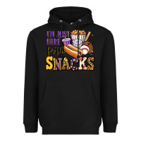 Black i'm just here for the snacks baseball purple and g Heavyweight Hoodie - Jasminsmagicworld