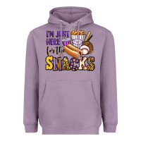 Lavender i'm just here for the snacks baseball purple and g Heavyweight Hoodie - Jasminsmagicworld