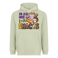 Matcha i'm just here for the snacks baseball purple and g Heavyweight Hoodie - Jasminsmagicworld