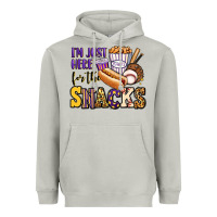 Moon Dust i'm just here for the snacks baseball purple and g Heavyweight Hoodie - Jasminsmagicworld