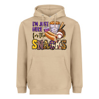 Mushroom i'm just here for the snacks baseball purple and g Heavyweight Hoodie - Jasminsmagicworld
