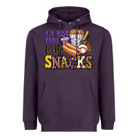 Plum i'm just here for the snacks baseball purple and g Heavyweight Hoodie - Jasminsmagicworld