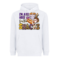 White i'm just here for the snacks baseball purple and g Heavyweight Hoodie - Jasminsmagicworld