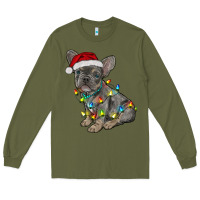 Army Green christmas french bulldog Long Sleeve Tee - RanaPortraitStore