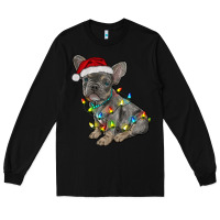 Black christmas french bulldog Long Sleeve Tee - RanaPortraitStore