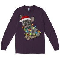 Plum christmas french bulldog Long Sleeve Tee - RanaPortraitStore