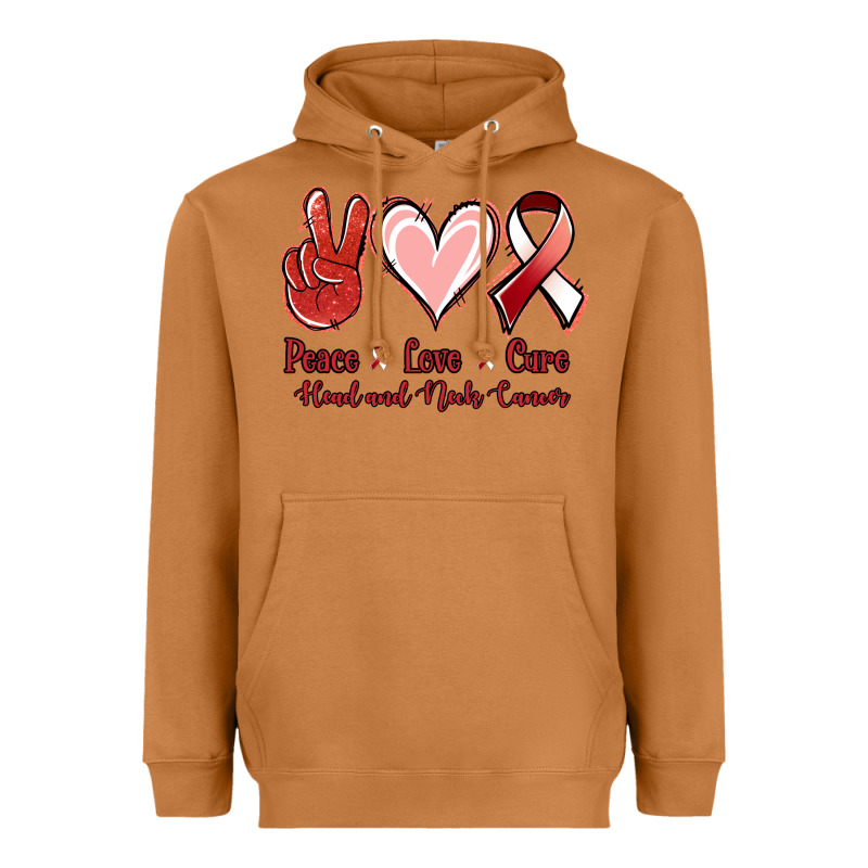 Peace Love Cure Head And Neck Cancer Heavyweight Hoodie by Jasminsmagicworld | Teevron