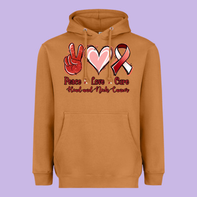Peace Love Cure Head And Neck Cancer Heavyweight Hoodie Designed By Jasminsmagicworld