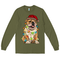 Army Green christmas bulldog Long Sleeve Tee - RanaPortraitStore