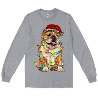 Heather Grey christmas bulldog Long Sleeve Tee - RanaPortraitStore