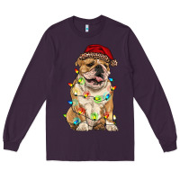 Plum christmas bulldog Long Sleeve Tee - RanaPortraitStore