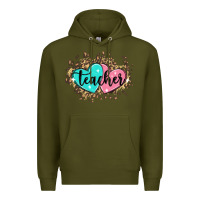 Army Green heart teacher Premium Hoodie - MaliasSmallBusiness