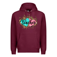 Burgundy heart teacher Premium Hoodie - MaliasSmallBusiness