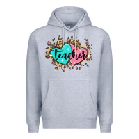 Heather Grey heart teacher Premium Hoodie - MaliasSmallBusiness