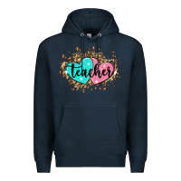 Navy heart teacher Premium Hoodie - MaliasSmallBusiness