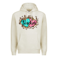 Oatmeal Heather heart teacher Premium Hoodie - MaliasSmallBusiness