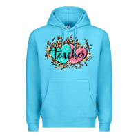 Ocean Blue heart teacher Premium Hoodie - MaliasSmallBusiness