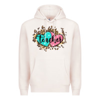 Pale Pink heart teacher Premium Hoodie - MaliasSmallBusiness