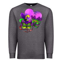 Charcoal Heather mardi gras heart and mask Premium Sweatshirt - AdoDesignShop