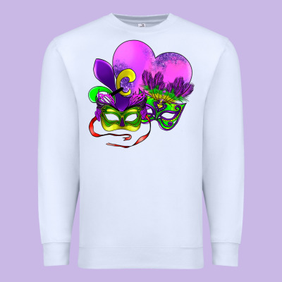 Mardi Gras Heart And Mask Premium Sweatshirt Designed By Adodesignshop